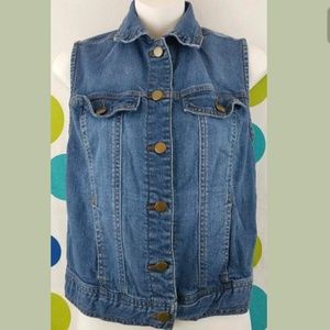 Forever 21 Size XS Denim Jean Side Pockets Vest